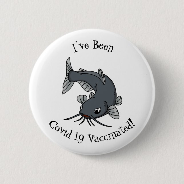 Cute catfish cartoon illustration 2 inch round button (Front)