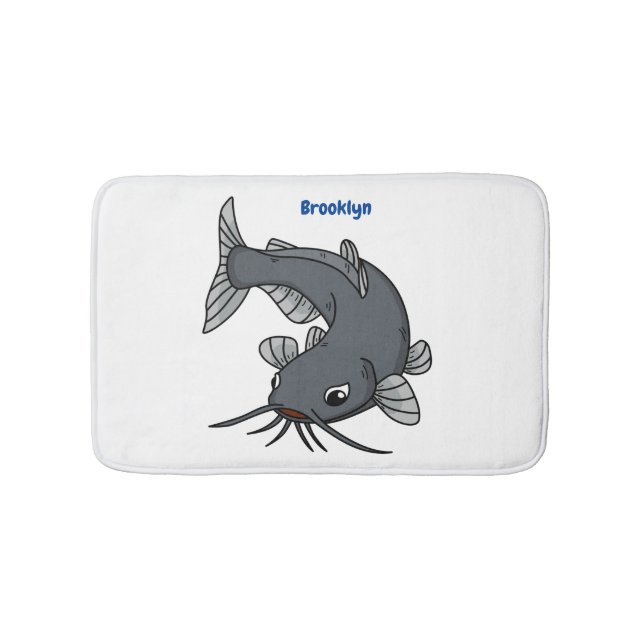 Cute catfish cartoon illustration bath mat (Front)