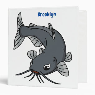 Cute catfish cartoon illustration  binder