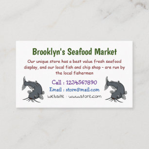 Cute catfish cartoon illustration business card