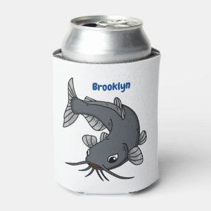 Cute catfish cartoon illustration can cooler
