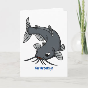 Cute catfish cartoon illustration  card