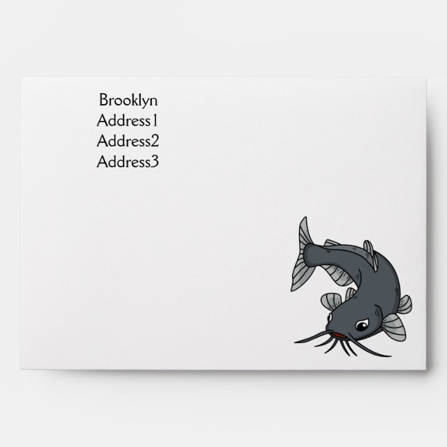 Cute catfish cartoon illustration envelope (Front)