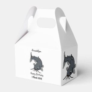 Cute catfish cartoon illustration favor box