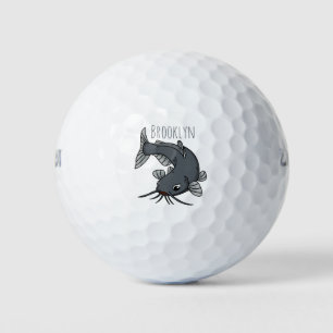 Cute catfish cartoon illustration  golf balls