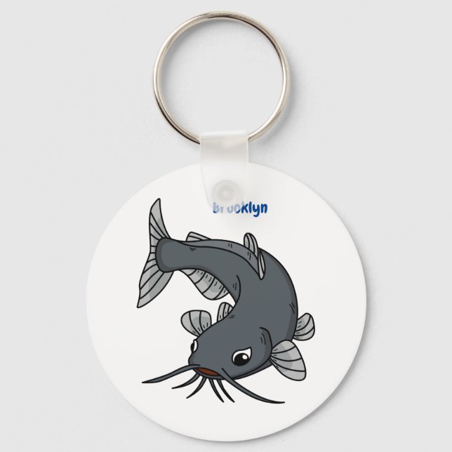 Cute catfish cartoon illustration  keychain (Front)