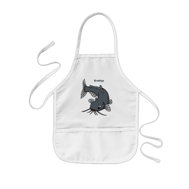 Cute catfish cartoon illustration kids apron (Front)