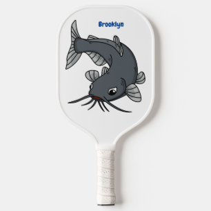 Cute catfish cartoon illustration pickleball paddle