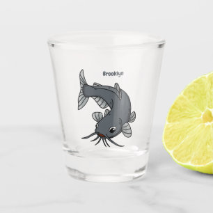 Cute catfish cartoon illustration  shot glass