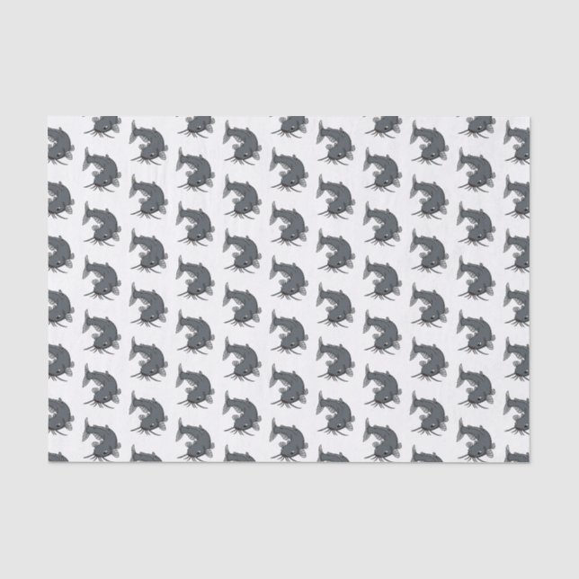 Cute catfish cartoon illustration tissue paper (Front)