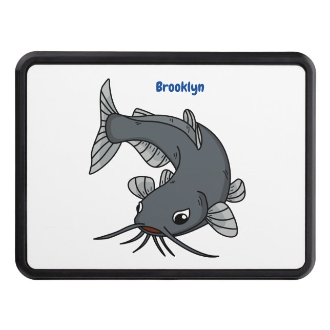 Cute catfish cartoon illustration  trailer hitch cover (Front)
