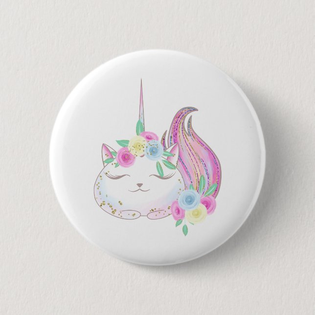 Cute Caticorn 2 Inch Round Button (Front)