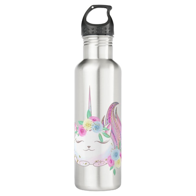 Cute Caticorn 710 Ml Water Bottle (Front)