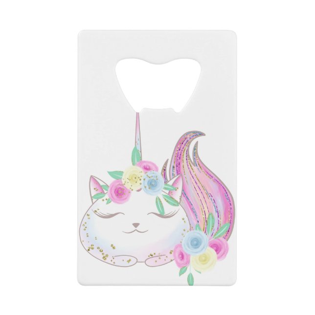 Cute Caticorn Credit Card Bottle Opener (Front)