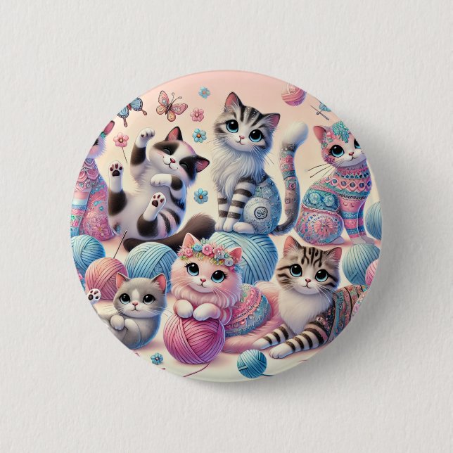 Cute Cats 2 Inch Round Button (Front)