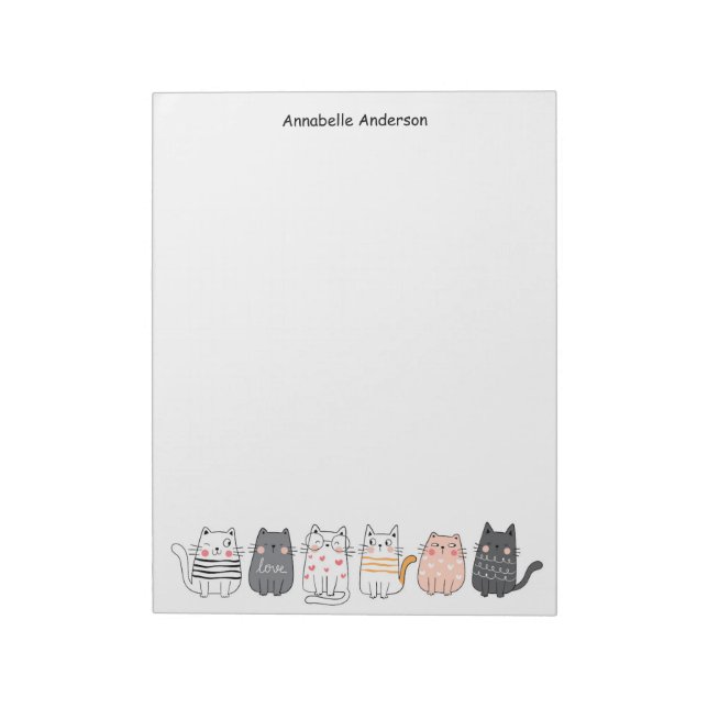 Cute Cats All In A Row Personalize Notepad (Rotated)