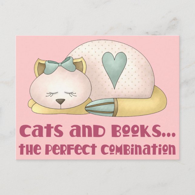Cute Cats and Books T-shirt Postcard (Front)