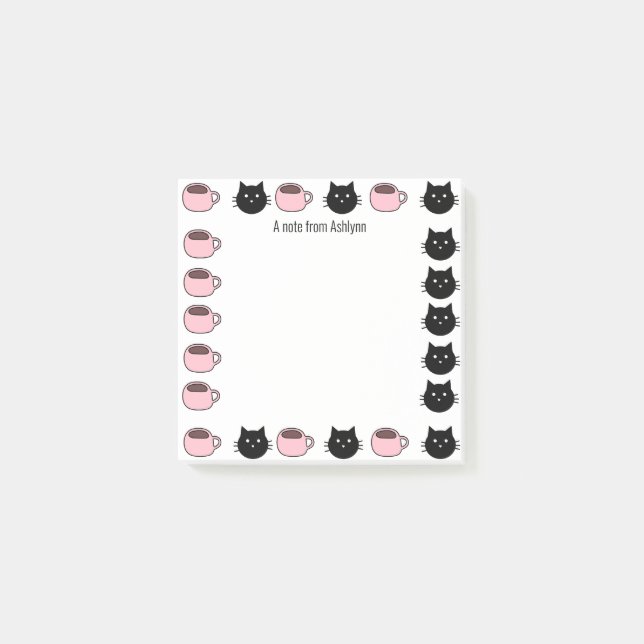 Cute Cats and Coffee Post-it Notes (Front)