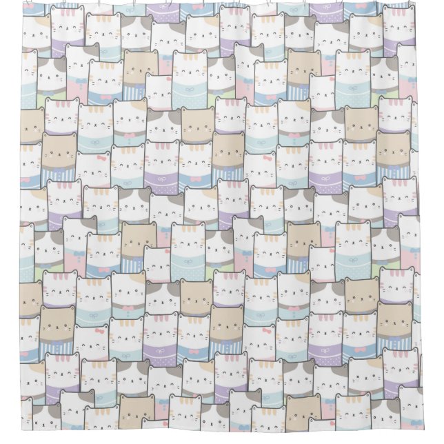 Cute Cats and Cupcakes Shower Curtain (Front)