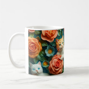 Cute Cats and Flowers Design Coffee Mug