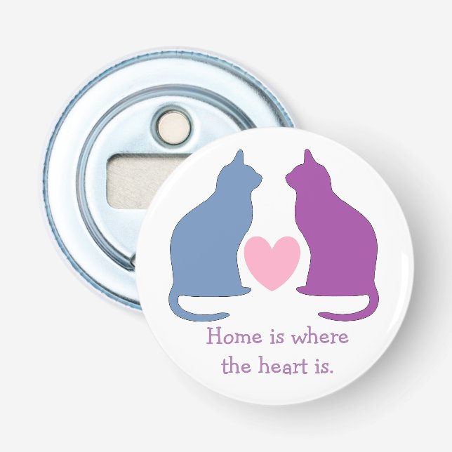 Cute Cats and Heart Custom Text Bottle Opener (Front)