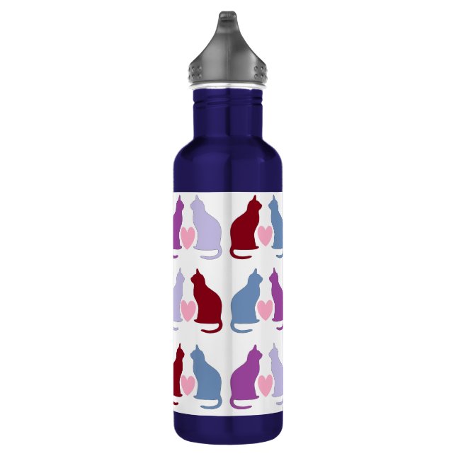 Cute Cats and Hearts Pattern 710 Ml Water Bottle (Right)