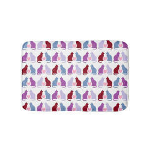 Cute Cats and Hearts Pattern Bath Mat