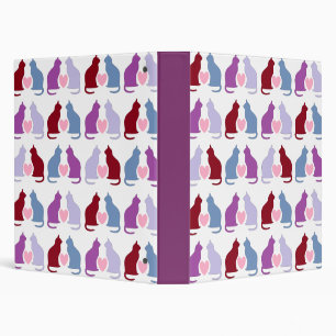 Cute Cats and Hearts Pattern Binder