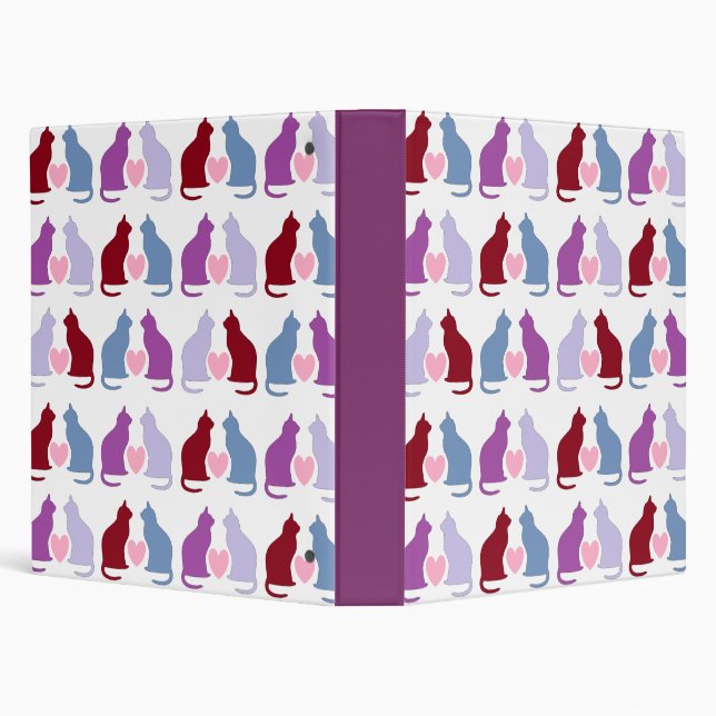 Cute Cats and Hearts Pattern Binder (Background)