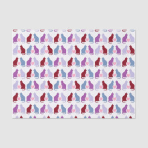 Cute Cats and Hearts Pattern Tissue Paper