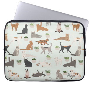 Cute Cats and House Plants Laptop Sleeve