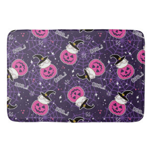 Cute Cats and Pumpkins Halloween Pattern Bath Mat