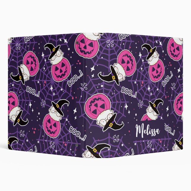 Cute Cats and Pumpkins Halloween Pattern Binder (Background)