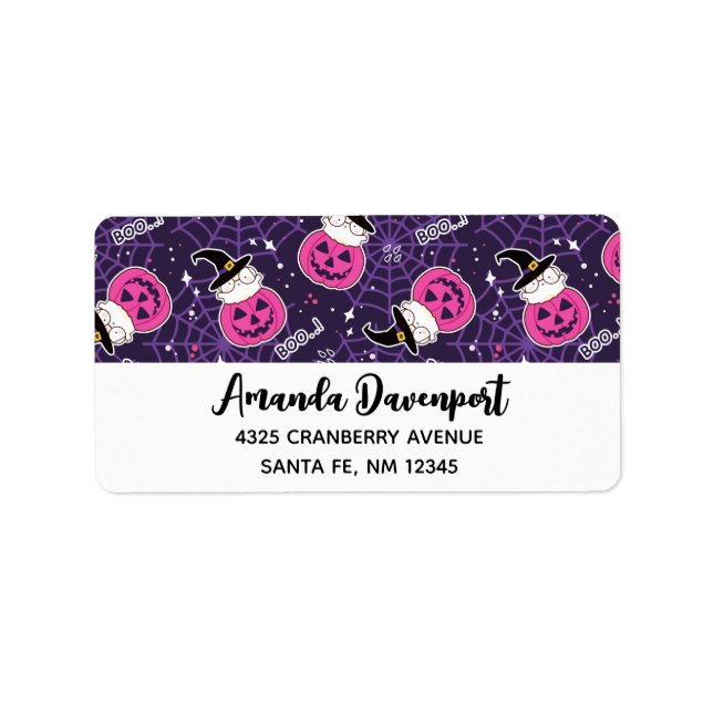 Cute Cats and Pumpkins Halloween Pattern Label (Front)