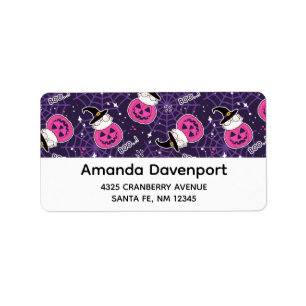 Cute Cats and Pumpkins Halloween Pattern Label