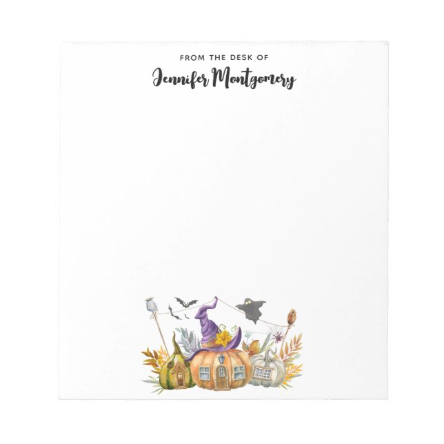 Cute Cats and Pumpkins Halloween Pattern Notepad (Front)