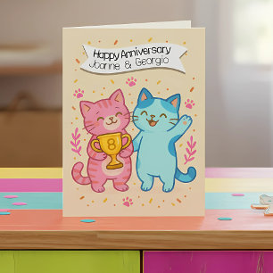 Cute Cats Anniversary Card 8th wedding