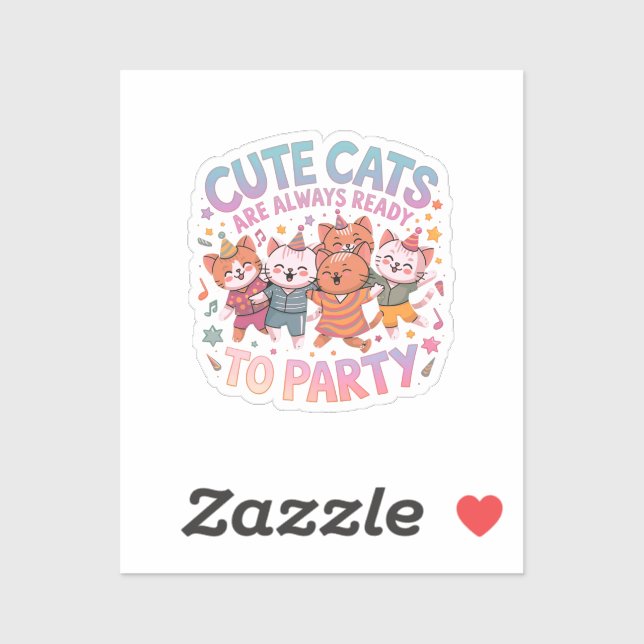 Cute Cats Are Always Ready to Party Fun & Colourfu (Sheet)