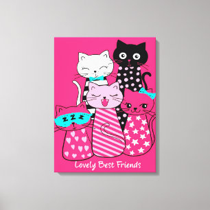 Cute Cats Best Friends Gift Funny Kitten Cat,Kitty Canvas Print