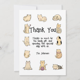 Cute Cats Birthday Party, Personalizable Thank You Card