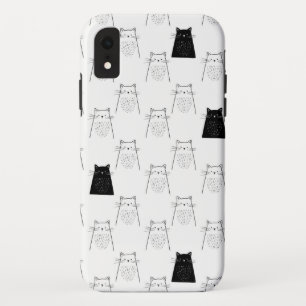 Cute Cats - Black & White Pattern iPhone XR Case
