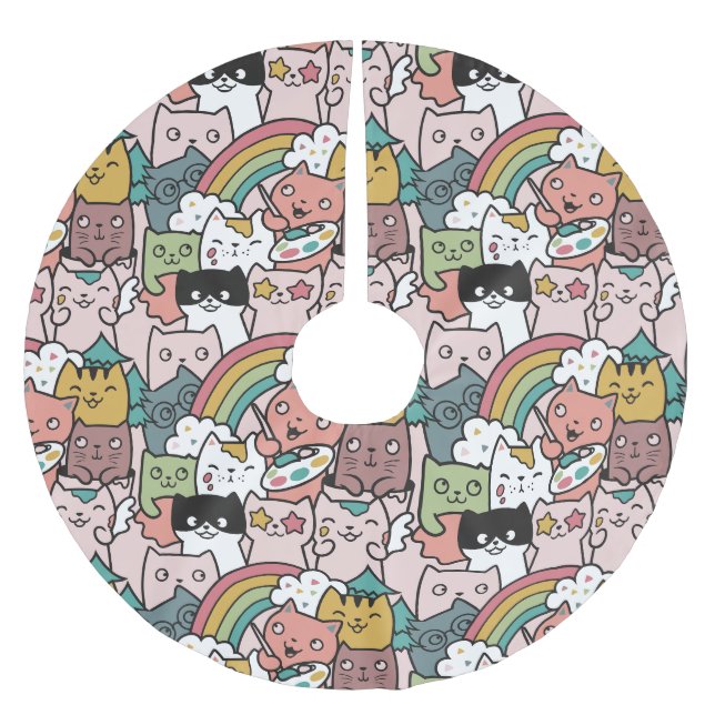 Cute Cats Brushed Polyester Tree Skirt (Front)