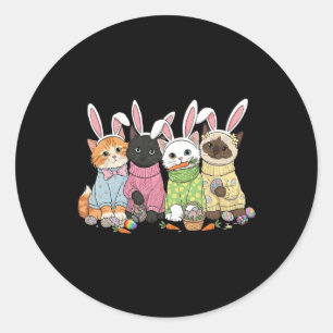 Cute Cats Bunny Ears Kitten Squad Egg Hunt Easter Classic Round Sticker