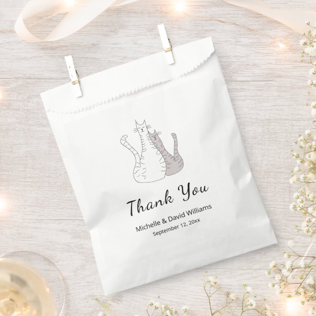 Cute Cats Cartoon Drawing Wedding  Favour Bag (Clipped)