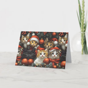 Cute Cats Celebrating Christmas Happy Holidays Thank You Card