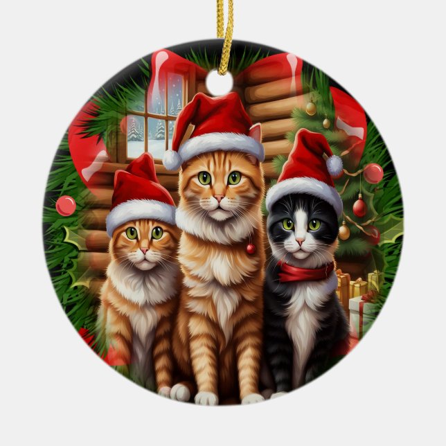 Cute  cats  ceramic ornament (Front)