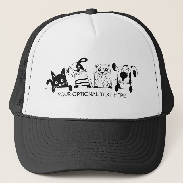 Cute Cats & Chiens texte personnalisé casquettes (Devant)