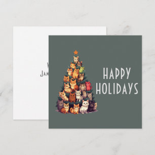 Cute Cats Christmas Tree Customizable Holiday Card