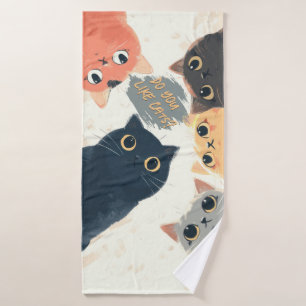 Cute Cats Circle – Kawaii Cat Illustration Bath Towel