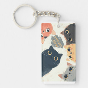 Cute Cats Circle – Kawaii Cat Illustration Keychain